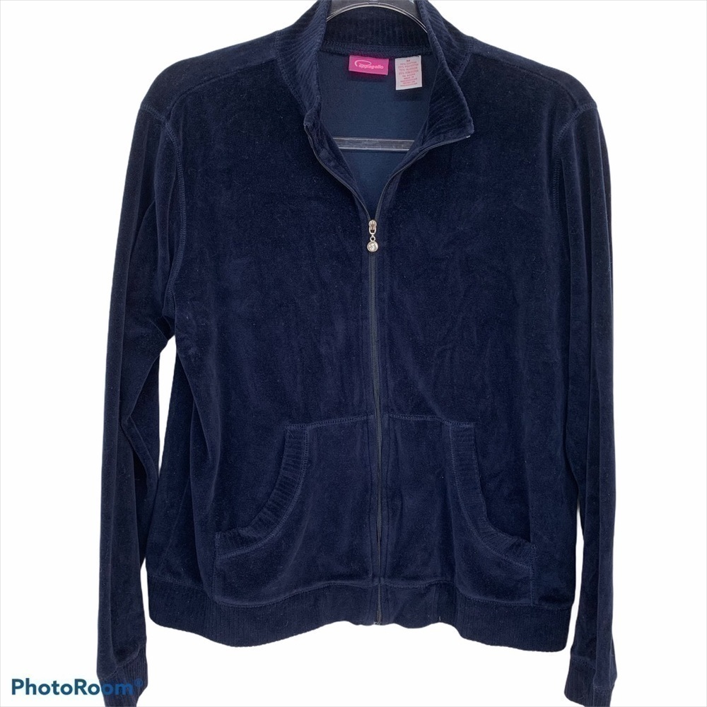PAPPAGALLO Navy French Terry Zip Up Jacket Size M